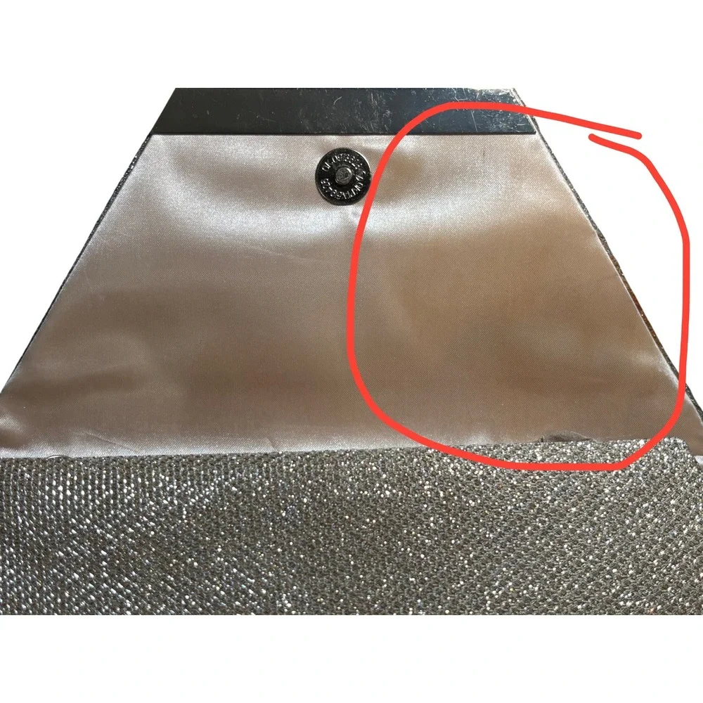 Envelope Clutch Womens Small Champagne‎ Gold Glitter Pleated Evening Bag READ